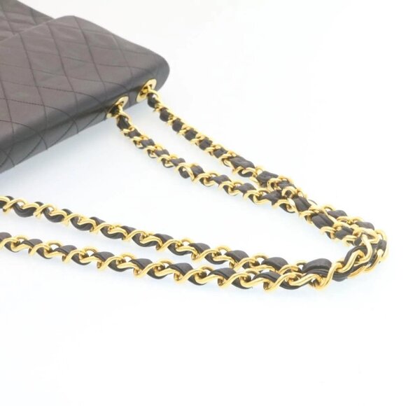 CHANEL Big Matelasse34 Turn Lock Chain Bag Lamb Skin Black Gold CC Auth ar5950AV - Picture 8 of 16